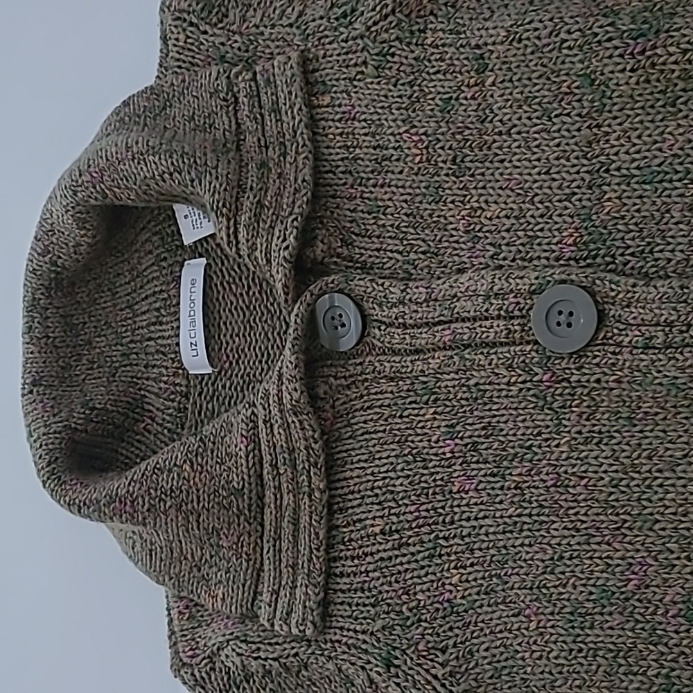 Liz Claiborne Olive Green Speckled Cardigan Tunic - Picture 13 of 16